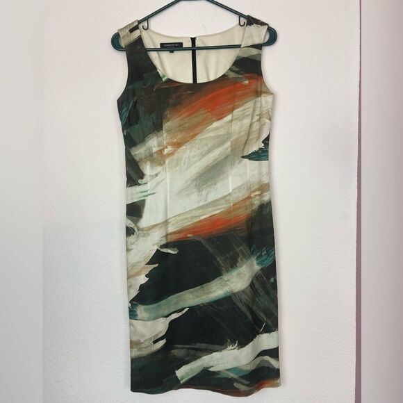 Lafayette 148 Modern Artistic Print Dress w/ back slit NWOT fully lined - Picture 2 of 11